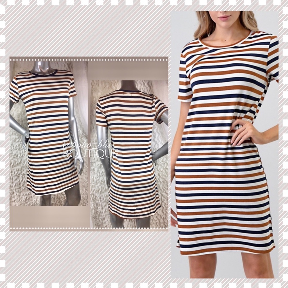 Ultra Soft & Stretchy Striped T-shirt Tunic Dress NWT